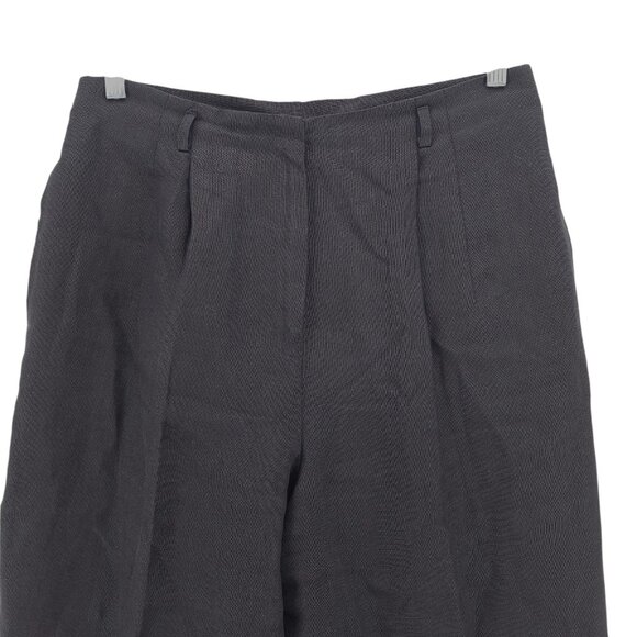 TALBOTS Black 100% Irish Linen Pants Pleated Lined High Waisted EUC Size 14 - Picture 2 of 9